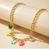 Elegant Multi Color Butterfly Chain Material Alloy /Beautiful Chain Necklace With Butterfly Charms (Random Colors)