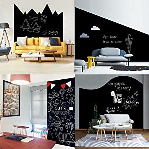 Large Black Chalkboard Sticker Paper DIY Black Board Wall Adhesive Black Board Size (3 X 1.3 Ft)