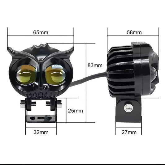 OWL Shape Fog Flash Light Low & High Beam Owl Plastic Body Spot Light For All Cars And Bikes (1pc)