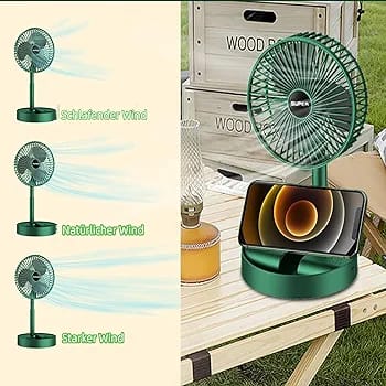 Rechargeable - Portable Telescopic Folding Fan Table Desk Fan | 3 Speeds Adjustable Height Fan (Random Color)