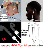 (Combo deal  1 Black x 1 White ) Anti Lost Silicone Earphone Rope Holder Cable For AirPods Strap Wireless Bluetooth Headphone Neck Strap Cord String 55CM