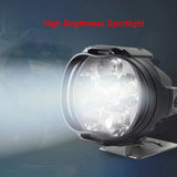 2 Pcs Motorcycle Headlights Plus Switch LED White Super Bright 6LED Working Front Light Motorbike Fog Lamp 1600LM Scooters Spotlight