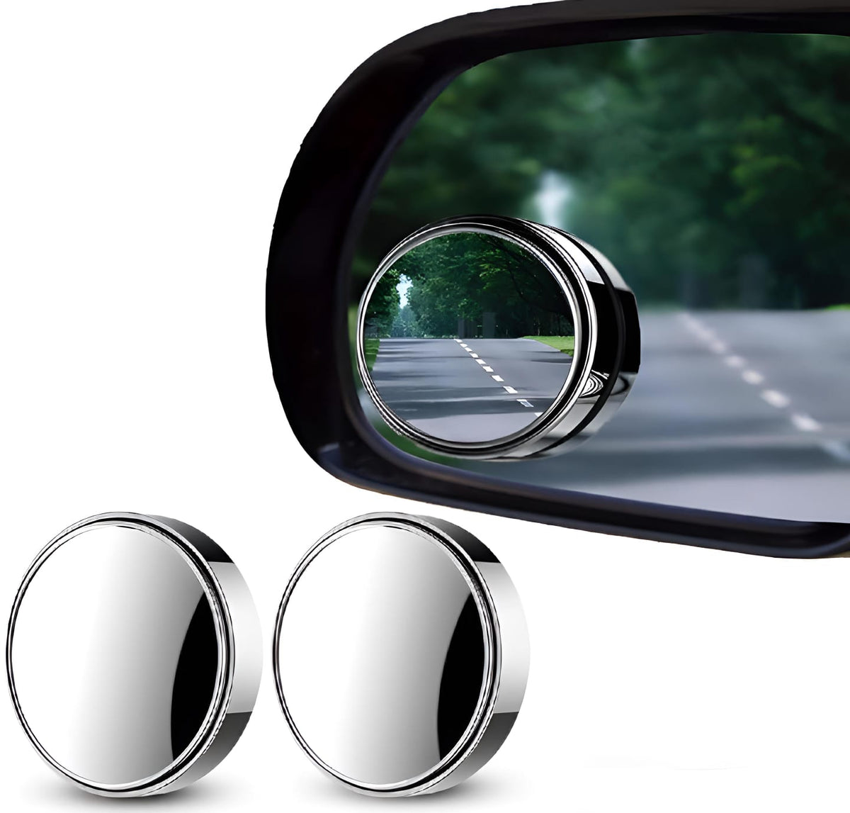 Pair Of Rotatable Car Round Mirror Original Glass Rear View Blind Spot Side Mirror Rotatable Lens