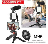 Ay-49 Video Making Kit Vlogging Tripod Triple Band Light With Bluetooth Remote