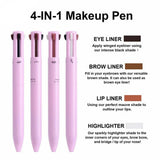Eye ShadowLiner Combination 4 In 1 Makeup Pen Multifunctional Cosmetics Ballpoint Pens Waterproof Eyeliner Eyebrow Pencil Long Lasting Highlighter Stick