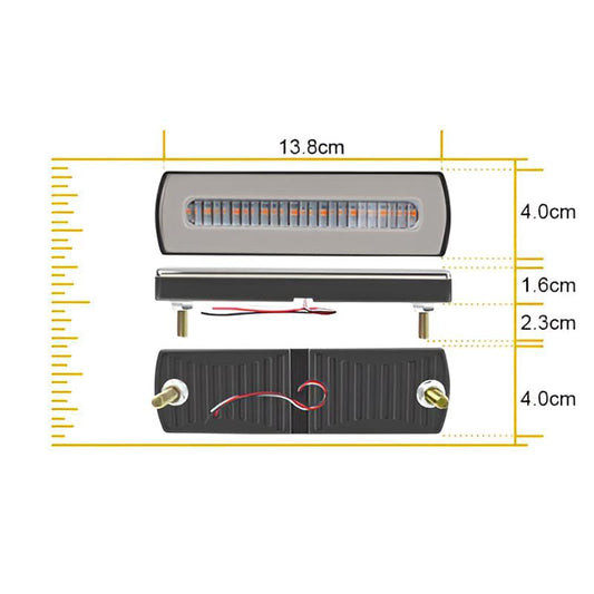 1 pc  LED Motorcycle Light Moto Rear Lights 40 LED Dual Color Light Guide Flow Direction Turning Brake Tail Lamp