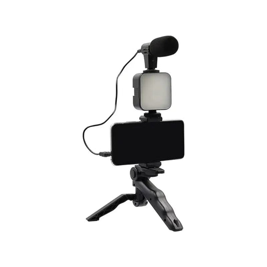 AY-49 Vlogger Video Making Kits Vlog Microphone LED Fill Light Mini Tripod Mobile Holder