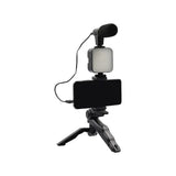 AY-49 Vlogger Video Making Kits Vlog Microphone LED Fill Light Mini Tripod Mobile Holder