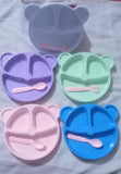 5 Pcs Bear Plate Set - Cartoon Compartment Dinner Plate | Includes Divided Plate, Fork & Spoon, Perfect For Toddlers & Preschoolers (Random Color)