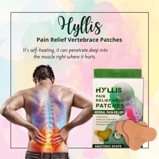 HYLLIS Pain Relief Patches - 10 Neck Pain Patches / Safe & Natural Neck & Back Pain Relief Products