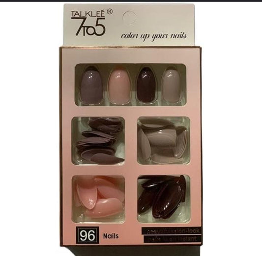 96 PCs Nails Without Glue Or Sticker (Random Color)