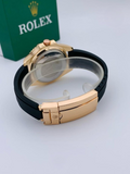( Golden ) Rolex Stylish Watch For Men Adjustable Rubber Strap | Heavy Master Lock | Steel Buzzle Working - Without Box