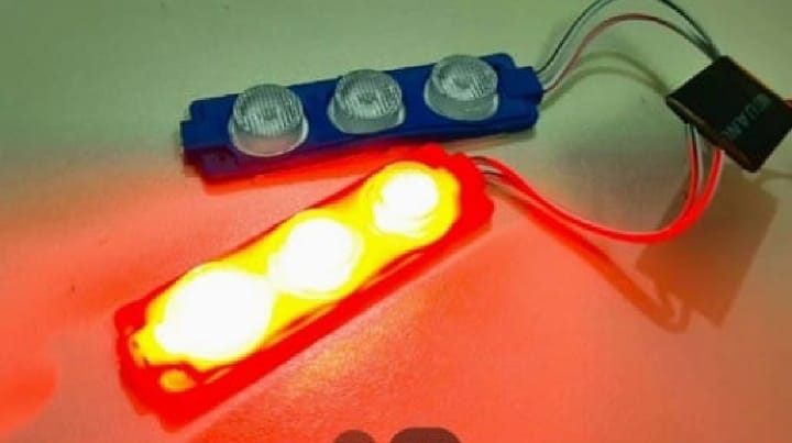 Red And Blue Flasher Light Universal Product For Car And Motorcycle