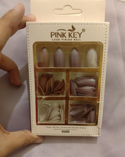 96 PCs Nude Colors Nail Pack Without Glue Or Sticker (Random Color)