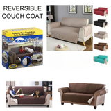 (Double SofaR COVER) EVERSIBLE WASHABLE COUCH Sofa COAT COVER - Brown