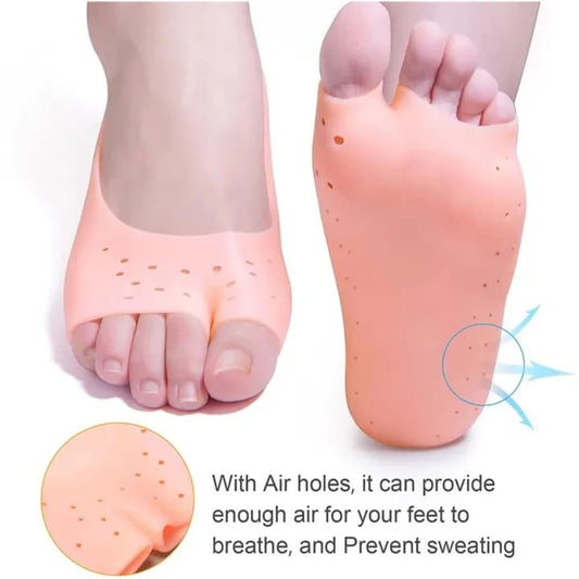 Silicone Gel Moisturizing Socks, Non-Slip Socks, Cracked Foot Prevention Socks, Foot Care Tool With Breathable Hole