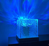 Dynamic Rotating Water Ripple Night Light 3 Colors Flame Crystal Lamp For Living Room Study Bedroom (With Remote Attached USB Cable)