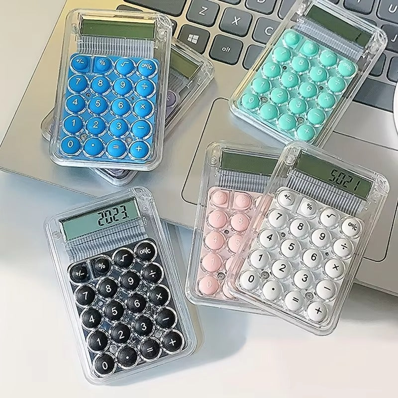 Student Calculator LCD Display Large Screen Siicone Buttons 8-Digit Handheld Study Electronic Calculator School Supplies(Random Color)