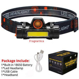 Rechargeable Ip65 Waterproof Headlight With COB Flashlight