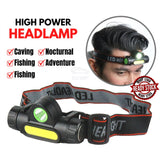 Rechargeable Ip65 Waterproof Headlight With COB Flashlight