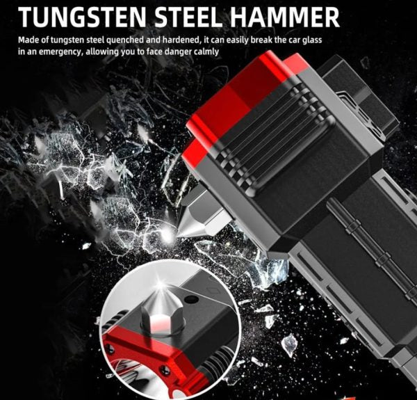 High-Power Led Torch Light Rechargeable Flashlight And Multifunctional Tactical Hammer & Power Bank To Charge The Phone With Box~ 3000 MAh (Random Color)