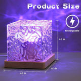 Dynamic Rotating Water Ripple Night Light 3 Colors Flame Crystal Lamp For Living Room Study Bedroom (With Remote Attached USB Cable)