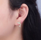 Golden Butterfly Flower Style Zircon Studs  for Women Girls