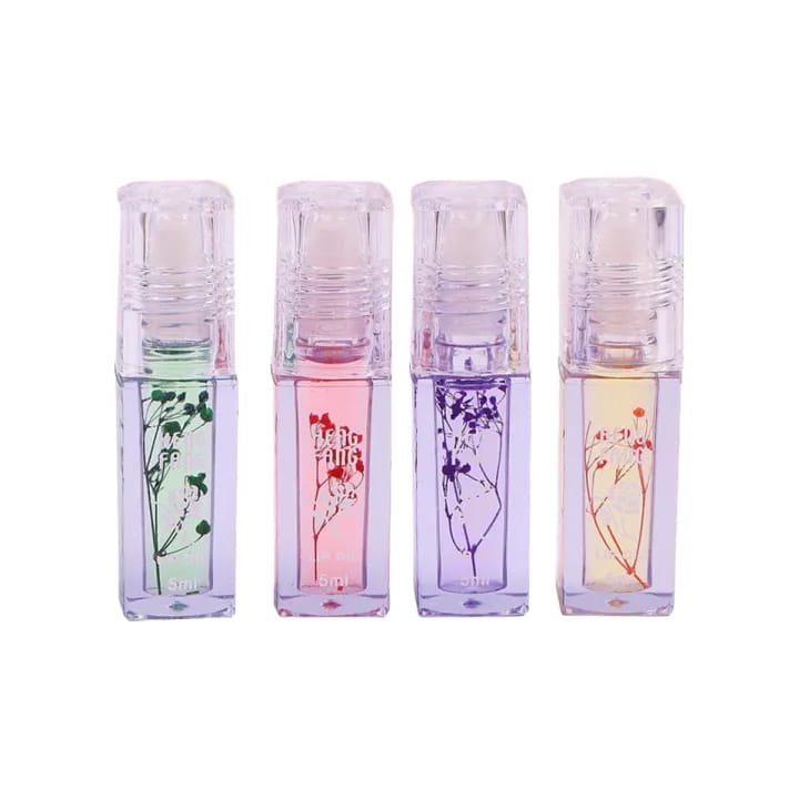 Pack Of 4 Flower Transparent Liquid Lip Oil, 5ml