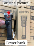High-Power Led Torch Light Rechargeable Flashlight And Multifunctional Tactical Hammer & Power Bank To Charge The Phone With Box~ 3000 MAh (Random Color)