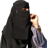 Chiffon Saudi Locket Niqab – Premium A1 Quality Black Face Veil (Black) (Random Locket )