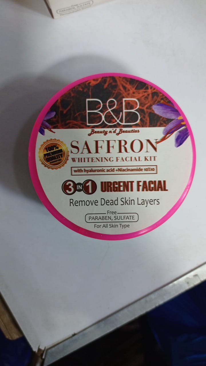 B And B Saffron Whitening Facial Kit 3 In 1 - Urgent Facial & Dead Skin Removal