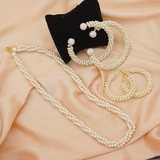 Women Pearl Elegant Jewelry Set ,Kangan, Mala & Earrings Pearl Set(White)