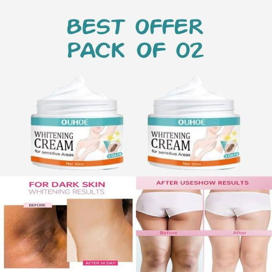 Pack Of 2 | Sensitive Area Whitening Cream For Private Parts, Underarms, Inner Thighs, And Dark Spot Lightening -30ml
