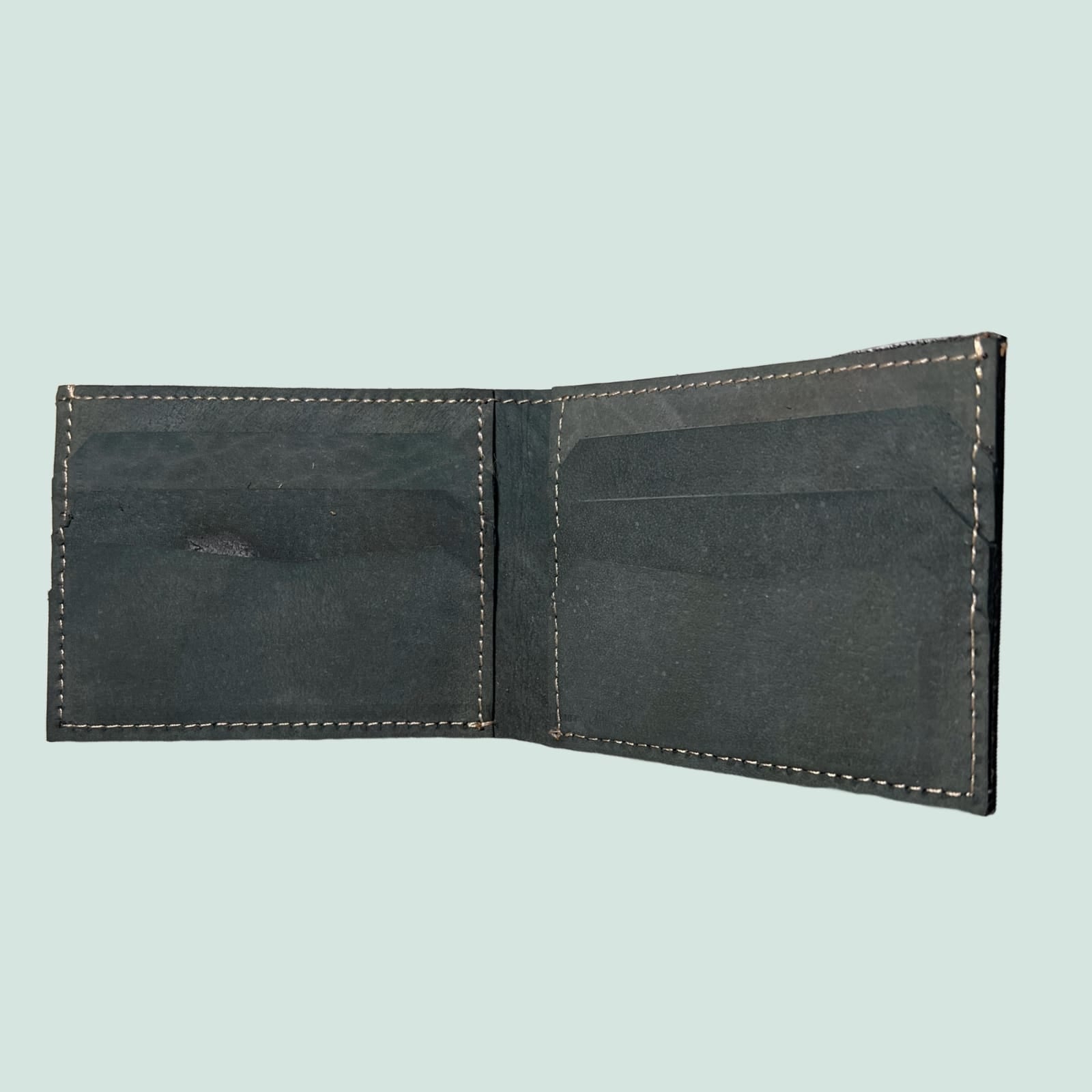 Neubic Cow Leather Plain Wallet Men Short Wallet Purse Small Vintage Wallets Card Holder ( Black )