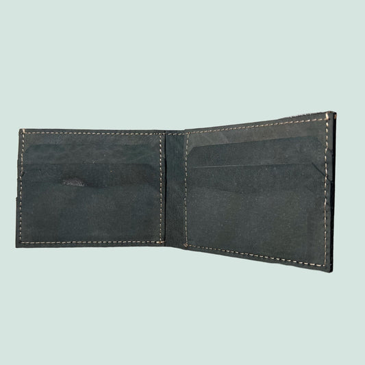 Neubic Cow Leather Plain Wallet Men Short Wallet Purse Small Vintage Wallets Card Holder ( Black )