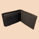 Cow Leather Plain Men Short Wallet Purse Small Vintage Wallets Card Holder (Brown)