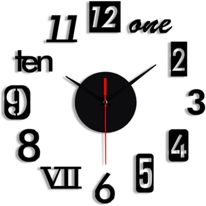 DIY Wall Clock - 3D Wooden Wall Clock Decor,Wall Sticker Clock Home Decor