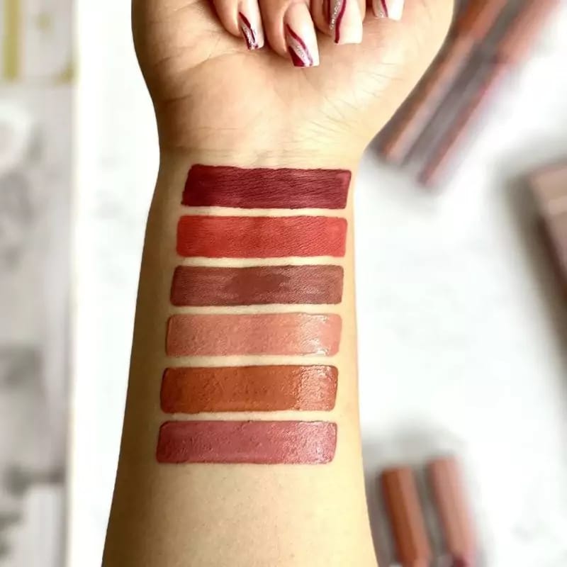 Pack Of 6 Nude Look High Pigment Matte Lipgloss Long Lasting Soft & Smooth Lipgloss (Random Color)