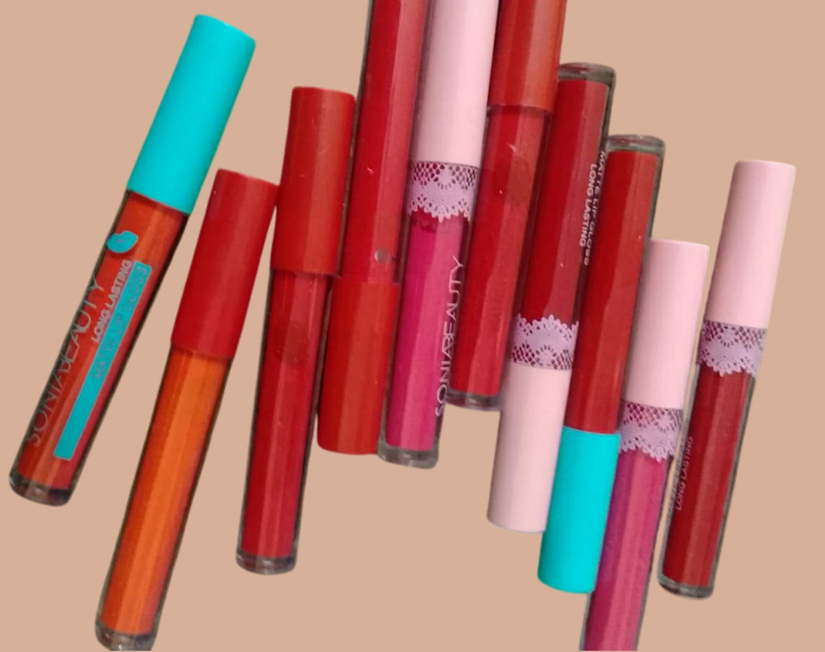 Pack Of 6 High Pigment Long Lasting Matte Lipgloss Soft & Matte Texture Hydrating Lipgloss (Random Color)