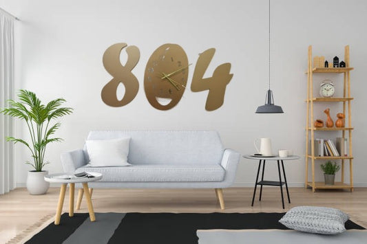 3d wall clock Wooden  Golden color  Wall Clock (804)