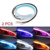 1 pair  White Color Audi-Style Flexible 60 cm Headlight DRL Light Strips with Running Indicators