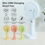 Portable USB Rechargeable Fan | Handheld 3 Speed Strong Wind Electric Small Mini Cooling Fan (Random Color)