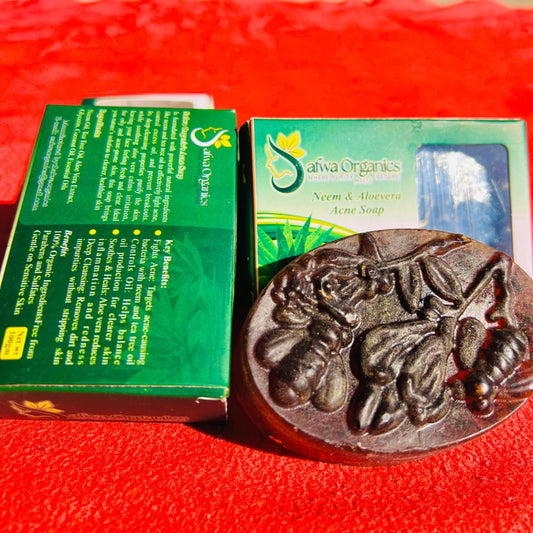Safwa Organics Neem & Aloe Vera Handmade Soap – Acne-Fighting Natural Cleanser 100g