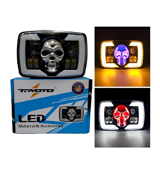 Skull Style Headlight With Indicators Beam For Bike | Upgraded Model Original Fitting For Honda CD70 / CG125