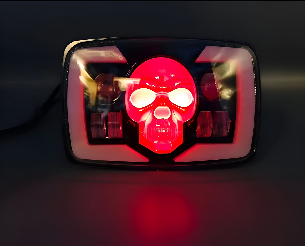 Skull Style Headlight With Indicators Beam For Bike | Upgraded Model Original Fitting For Honda CD70 / CG125