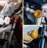 Pack Of 4 Universal Motorcycle Turn Signal Indicators | Amber Isharay Lights | Round Fit For 70cc & 125cc Bikes