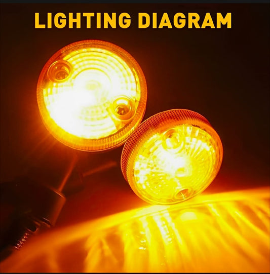 Pack Of 4 Universal Motorcycle Turn Signal Indicators | Amber Isharay Lights | Round Fit For 70cc & 125cc Bikes
