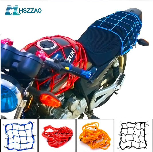 Motorcycle Flexible Cargo Net – Helmet Holder & Luggage Mesh With Hooks (Random Color)