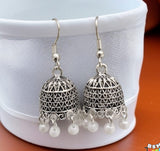 Silver Indian Jumky /  Jhumka Earrings by Quirky Fashions | Ethnic wear | Casual wear
