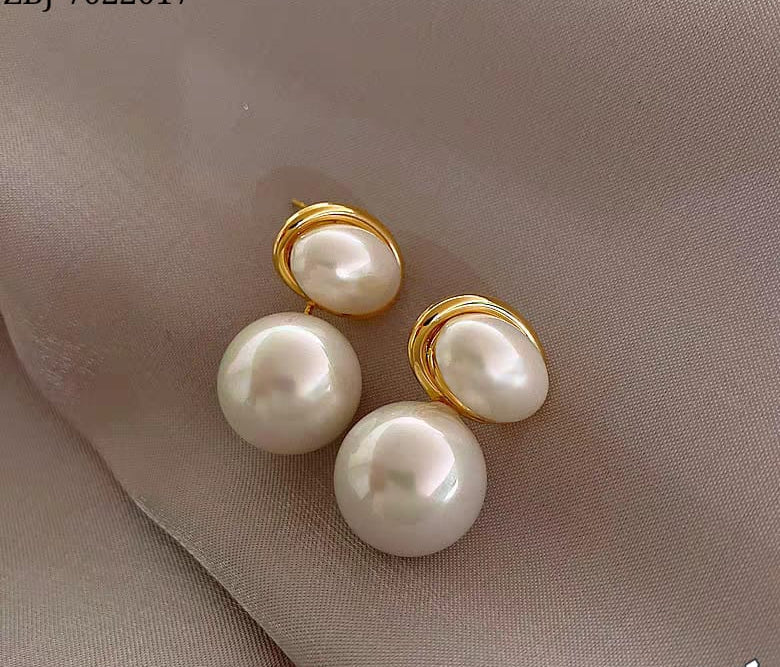 Oval Shape Marble Korean Style Earings For Women Girls Design Earring Jewelry (Golden)